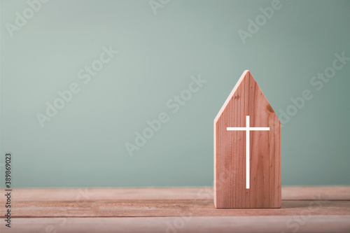 Small house church for catholics , community of Christ , Concept of hope , christianity , faith, religion and church online.