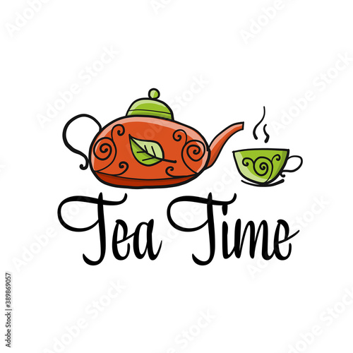 Teapot with cup, sketch for your design
