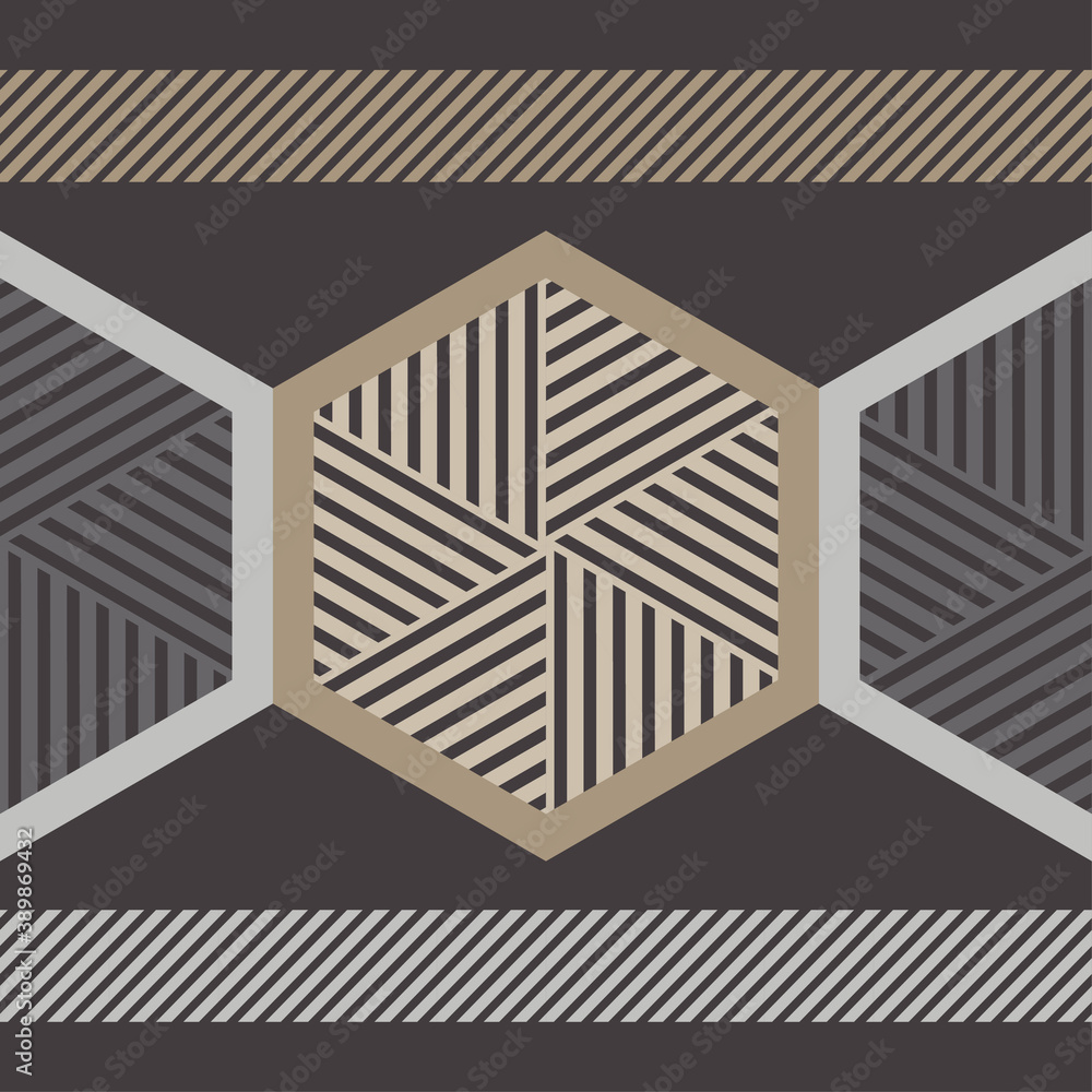 Hexagons. Mosaic with geometric shapes. Seamless pattern. Design with manual hatching. Textile. Ethnic boho ornament. Vector illustration for web design or print. Hexagons. Mosaic with geometric shapes. Seamless pattern. Design with manual hatching. Textile. Ethnic boho ornament. Vector illustration for web design or print.