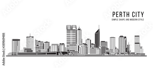 Cityscape Building Abstract shape and modern style art Vector design - perth city