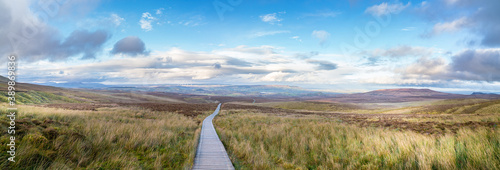 The Stairway to Heaven walk in Co Fermanagh from the top of Cuilcagh Moutain Park, Ireland photo