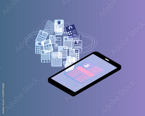 recruitment technology with mobile vector
