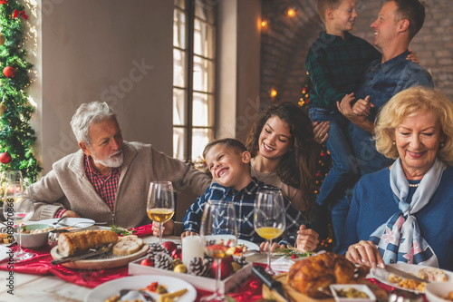 Family gathered for Christmas dinner