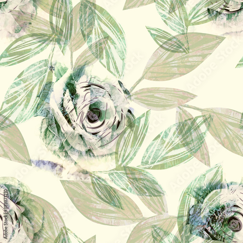 Floral Seamless Pattern with Roses.