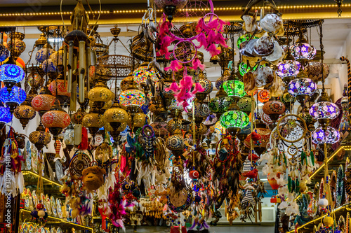Traditional turkish chandeliers for sale at the bazaar © ihorbondarenko