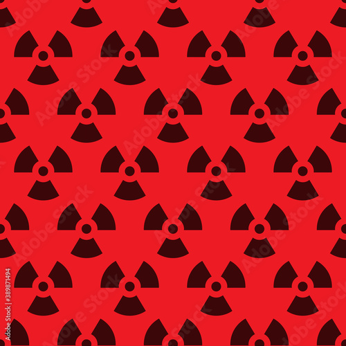 Radioactive seamless pattern isolated on red background. Backgrounds and Wallpapers.