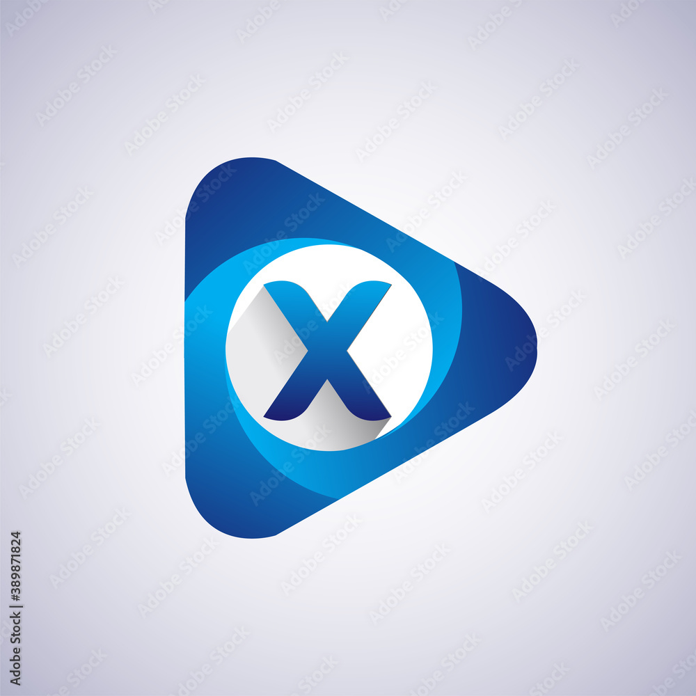 Logo X letter blue colored in the triangle shape, Vector design template elements for your Business or company identity. Logo X letter blue colored in the triangle shape, Vector design template elements for your Business or company identity.