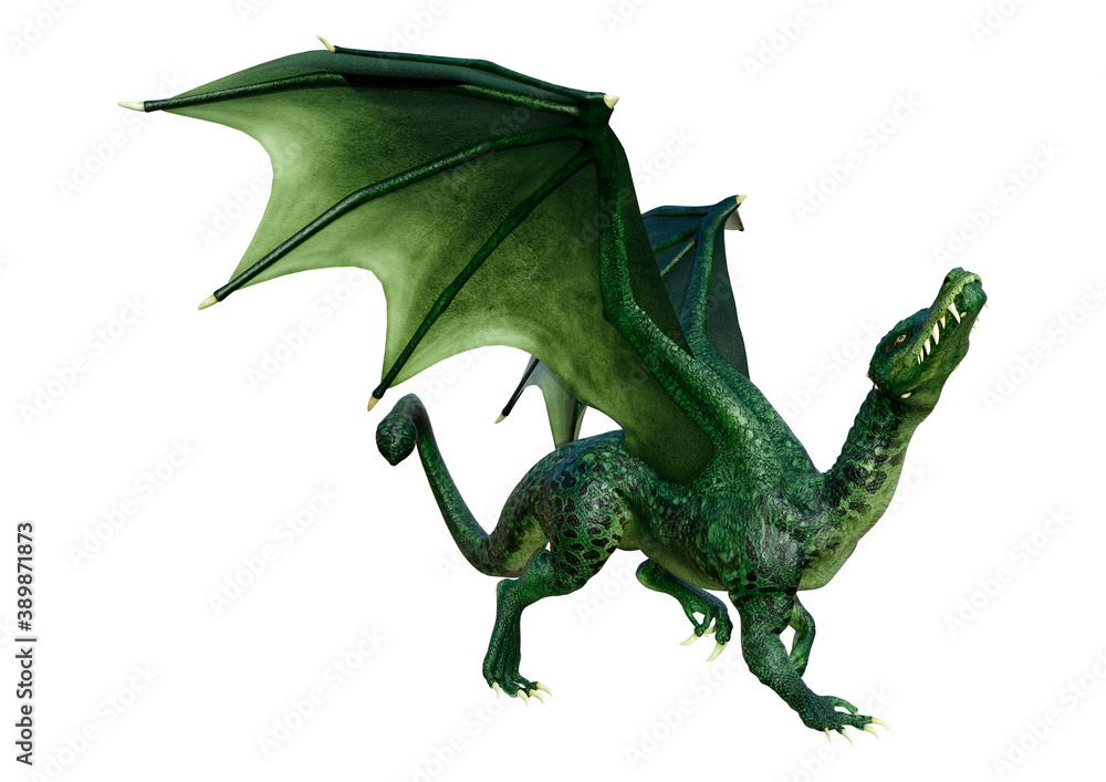 Fototapeta premium 3D Rendering Fairy Tale Dragon on White