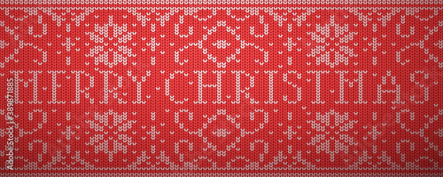 Seamless knit pattern. Red color. Vector illustration. Realistic knitted woolen cloth texture. Christmas sweater. New Year background. Winter Holiday. Flat style.