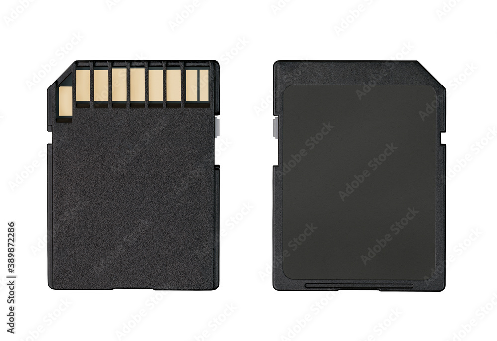 SD memory card isolated on white backdrop. SD memory card isolated on white backdrop.
