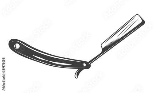 Straight razor icon. Shaver tool with dangerous blade. Vintage flat shaving razor icon from hygiene collection isolated on white background. Personal hygiene item, hairdresser or barber shop tool