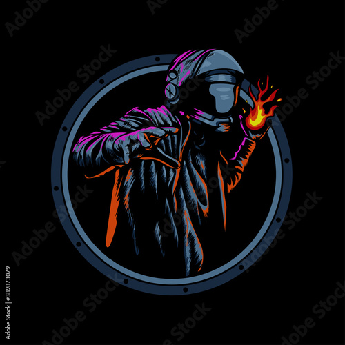 Man with the helmet brings fire