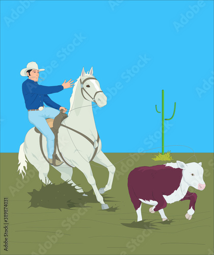 Equestrian and calf