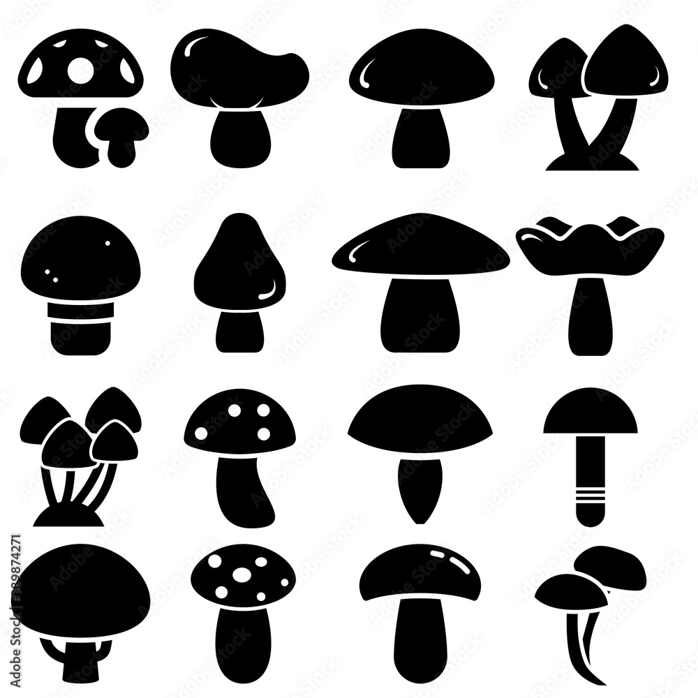 Mushrooms vector icon set. fungus illustration sign collection. food symbol. Mushrooms vector icon set. fungus illustration sign collection. food symbol.