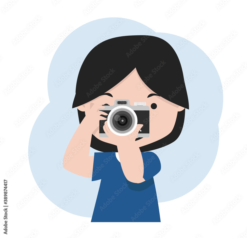 little girl with camera is taking pictures little girl with camera is taking pictures