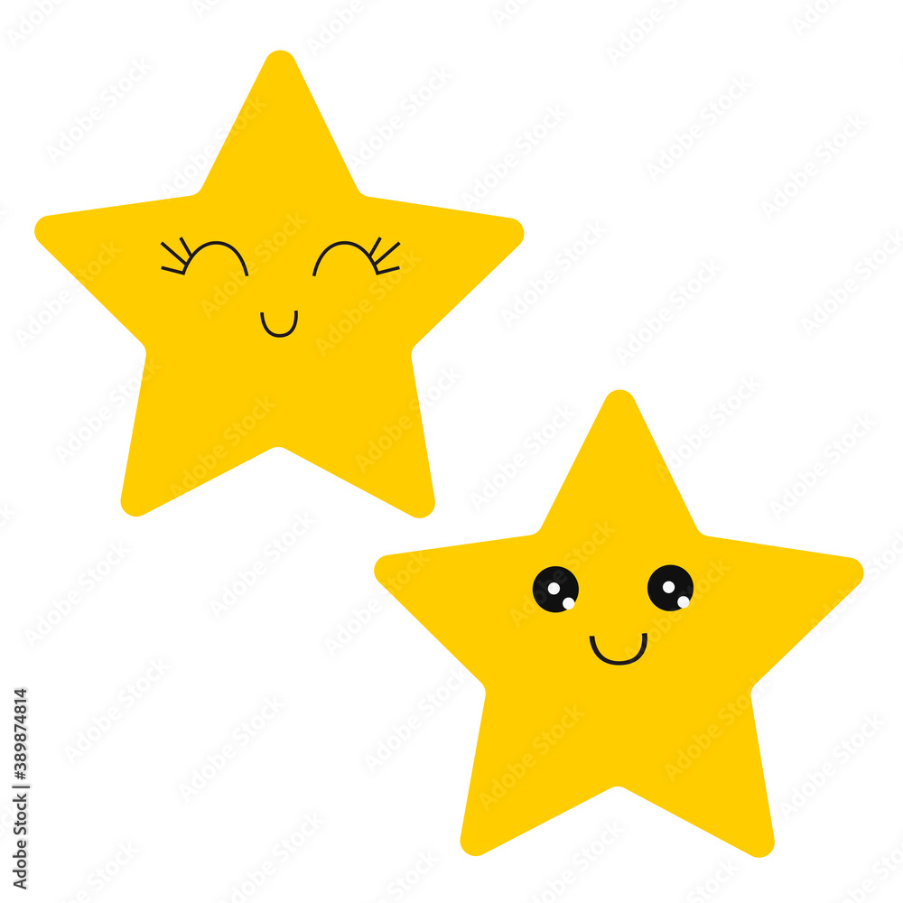 Happy cartoon star hand drawn. Vector symbol illustration. Happy cartoon star hand drawn. Vector symbol illustration.
