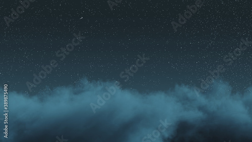 Nachthimmel mit Wolken mit Sternschnuppe