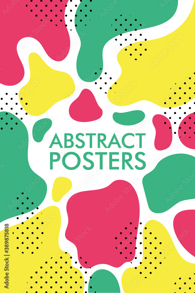 Fototapeta premium colorful abstract poster with memphis banner