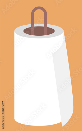 Paper towels or kitchen roll for home. Absorbent tissue made from paper to soak up water. It used in purpose of drying hands, wiping windows and other surfaces. Vector illustration in flat style