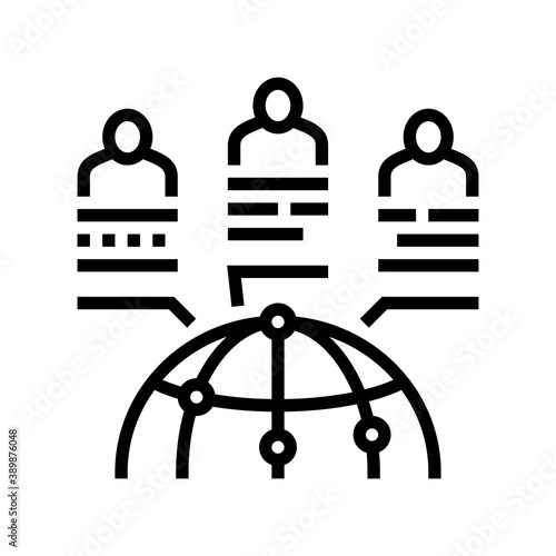 worldwide communication and market research line icon vector. worldwide communication and market research sign. isolated contour symbol black illustration