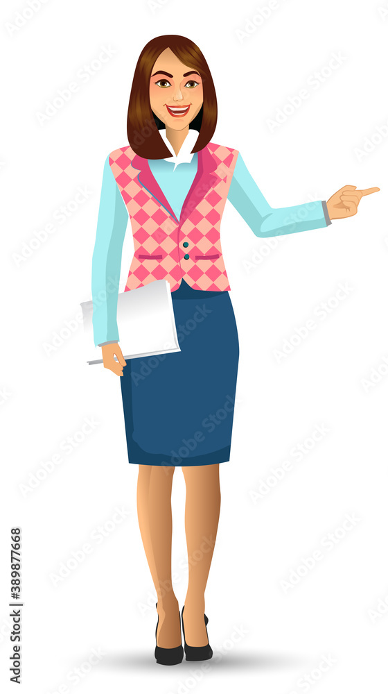 Teacher or lecturer in presentation poses, vector illustration Teacher or lecturer in presentation poses, vector illustration