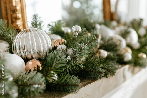 Beautiful Christmas home decor. Close up. photo