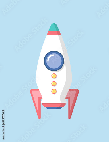 Launcher of metal construction ready to explore space. Launching rocket vector, business start up innovative idea isolated icon. Project beginning