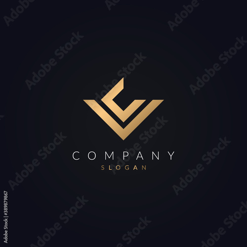creative VC Logo Letter Icon Design Vector template. modern CV logotype golden elements.