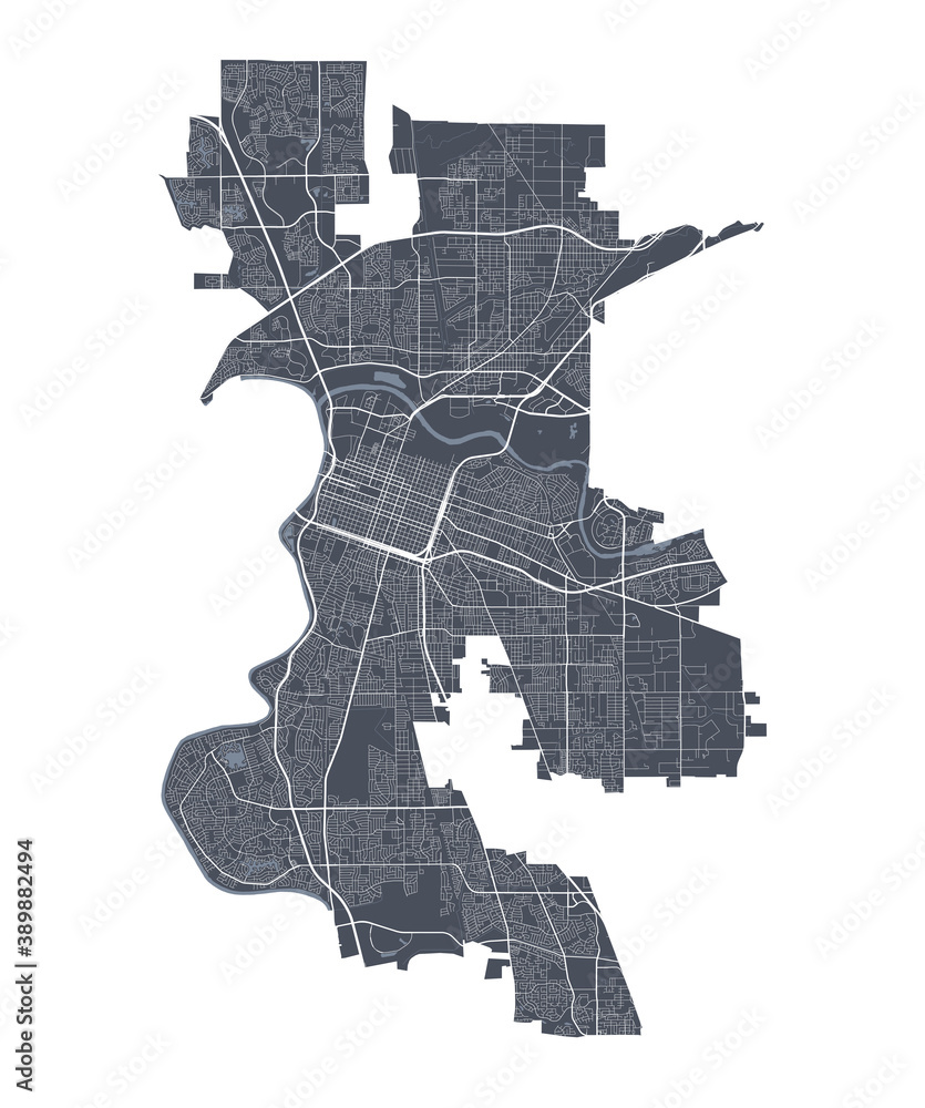 Sacramento map. Detailed map of Sacramento city poster with streets ...