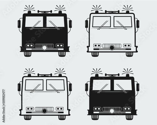Fire Truck Vector Illustration, Fire Truck Bundle, Fire Truck Clipart, Firetruck, Fire Truck Silhouette, Fire Truck Vector