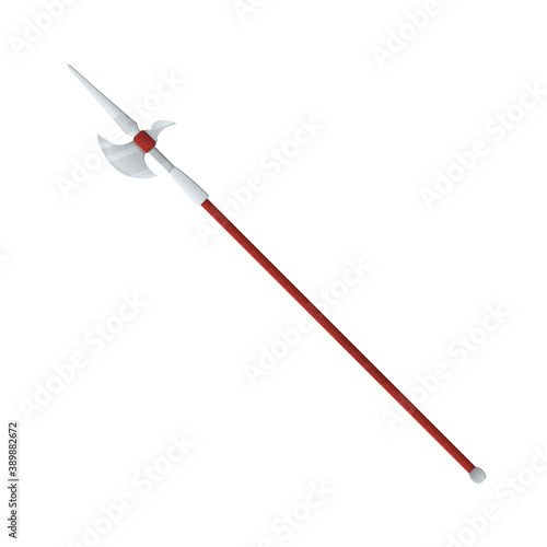Medieval war type of weapon, concept icon pike halberd axe old cold weapon flat vector illustration, isolated on white. Cartoon equipment of murder.