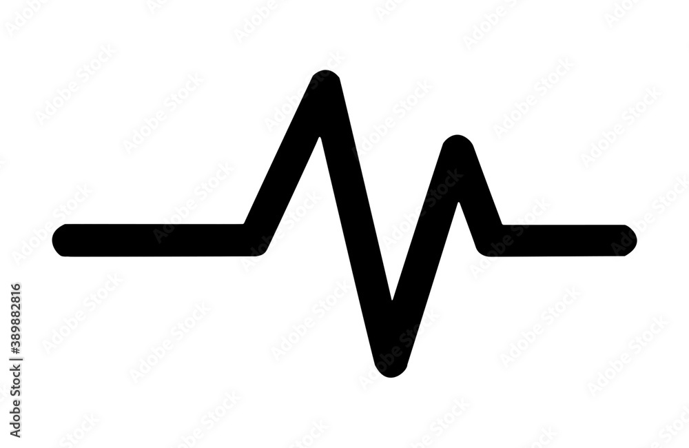 Black flat icon of heard pulse on white background Black flat icon of heard pulse on white background