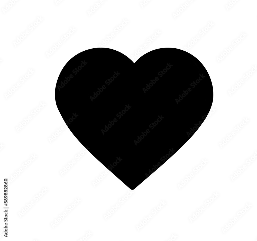 Black flat icon of heard on white background Black flat icon of heard on white background