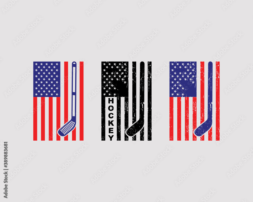 Hockey USA Flag Printable Vector File