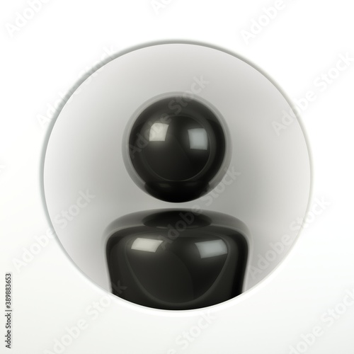 Black Avatar blank shape in white hole. suitable for avatar, internet and profile page themes. 3d illustration