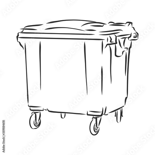 Sketched empty trash bin desktop icon. Doodle design element in vector, trash can vector sketch illustration