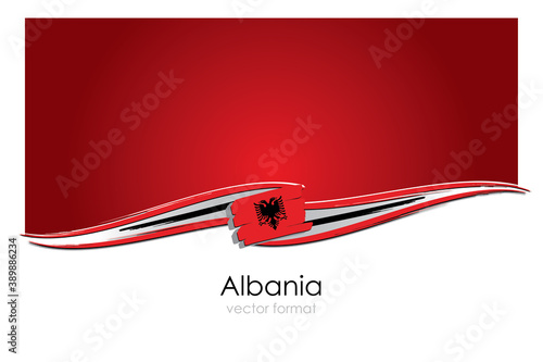 Albania Flag with colored hand drawn lines in Vector Format