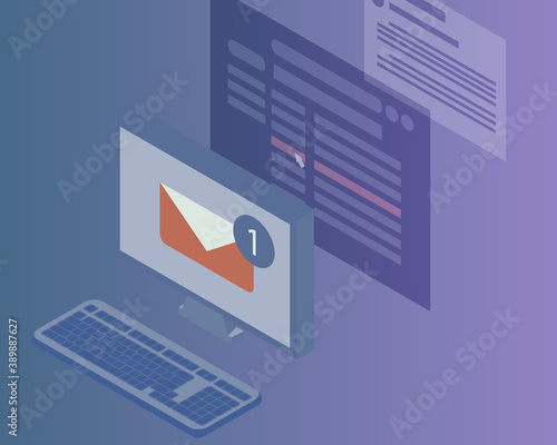 receive email and open email to see the content inside vector