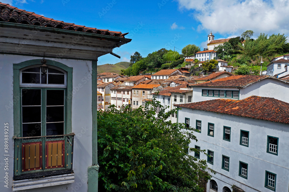 Balcony on facade in Ouro Preto, Brazil Balcony on facade in Ouro Preto, Brazil