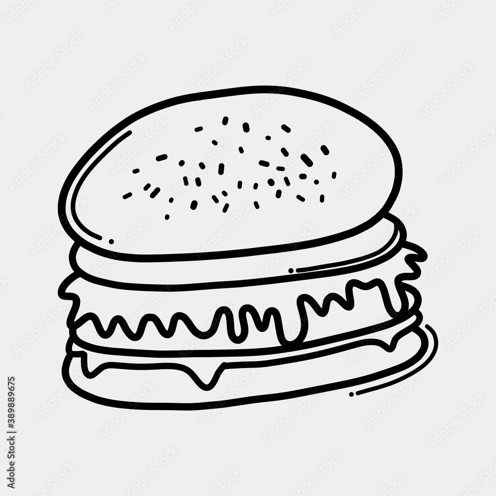 hamburger doodle vector icon. Drawing sketch illustration hand drawn line eps10 hamburger doodle vector icon. Drawing sketch illustration hand drawn line eps10