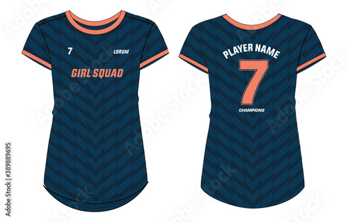 Women Sports t shirt Jersey design concept Illustration Vector template suitable for girls and Ladies