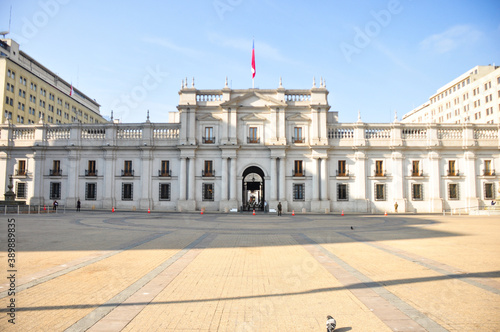 Front view of the Plaza de Armas in downtown Santiago, Chile