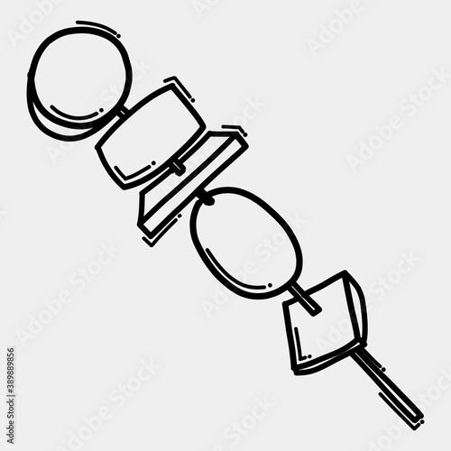 Grilled skewer doodle vector icon. Drawing sketch illustration hand drawn line eps10