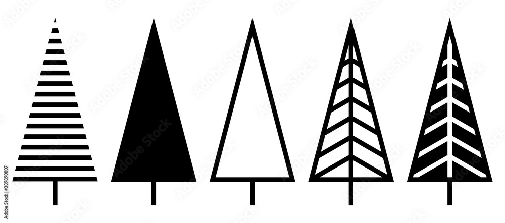 Vector set of christmas trees. Winter collection. Isolated illustration. Vector set of christmas trees. Winter collection. Isolated illustration.