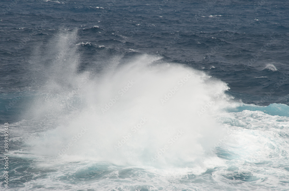 Wave breaking in the coast. Las Salinas. Arucas. Gran Canaria. Canary Islands. Spain.