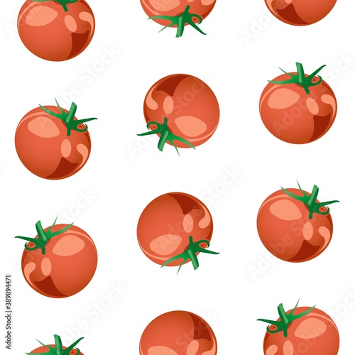 Seamless background of whole tomatoes. Vector illustration isolated on white background.