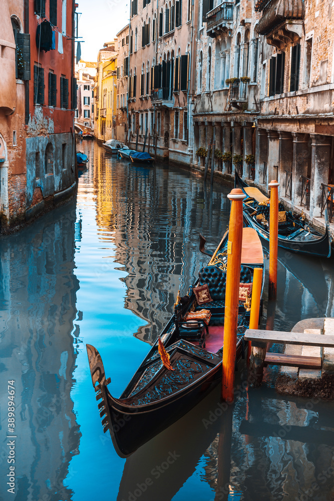 Water street with Gondola in Venice, ITALY