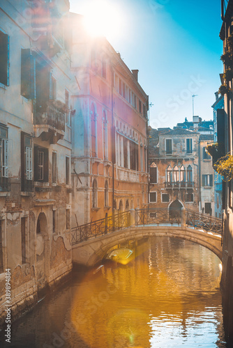 View of water street and old buildings in Venice, ITALY