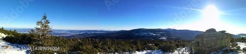 view of Poland and Bohemia from the heart of the Giant Mountains on a sunny winter day © wiibloo