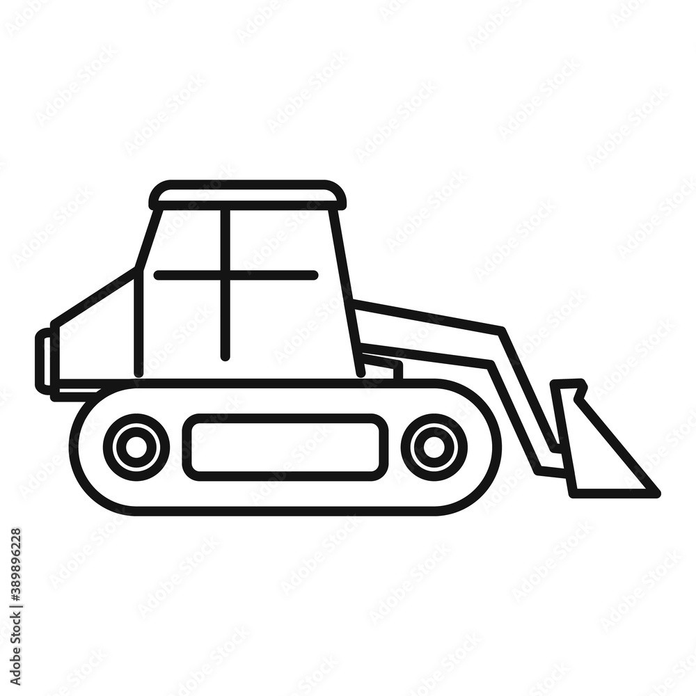 Loader bulldozer icon. Outline loader bulldozer vector icon for web design isolated on white background